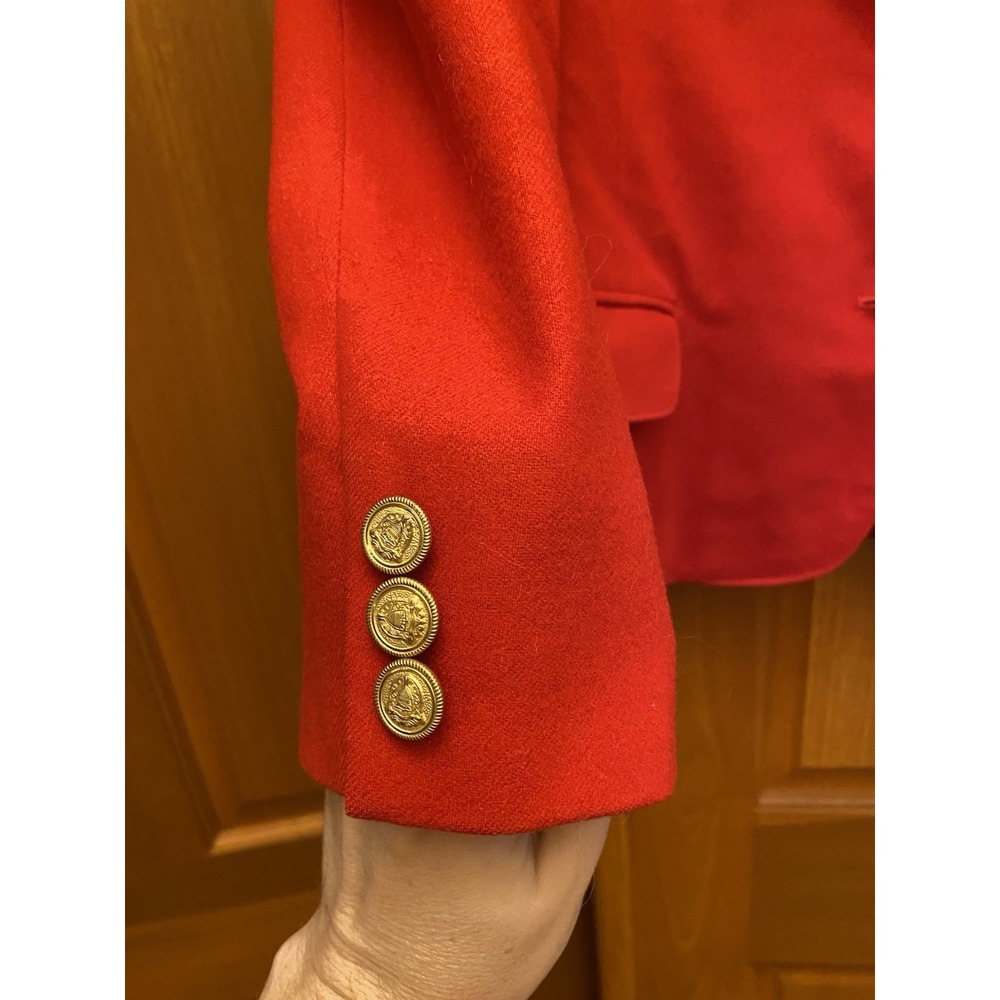 Pendleton Red Wool Blazer Women's Size 12 14 Large Satin Lined Gold Buttons USA - Picture 5 of 8